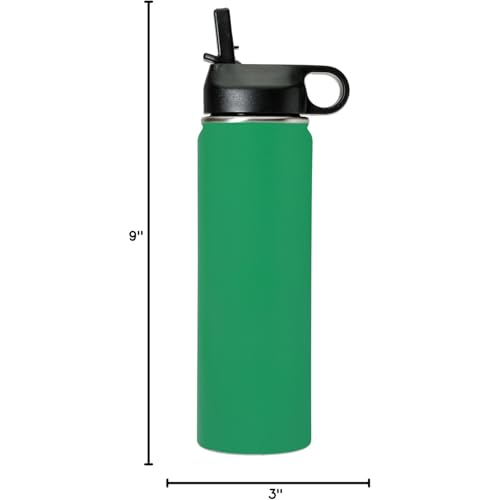 LaserGram Personalized 20oz Water Bottle, Horse (Green) | Engraved Gift, Vacuum Insulated Stainless Steel, Flip-Top Straw Lid, Laser Engraved With Your Name - color: Green, size: 20 Ounces
