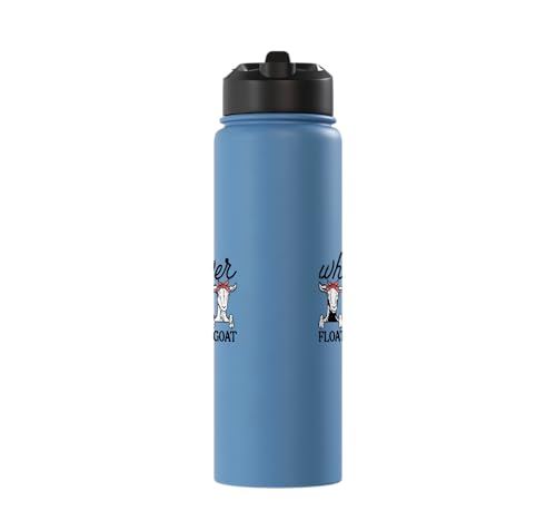 Whatever Floats Your Goat Humor Joke Farmer Women Girls Kids Stainless Steel Insulated Water Bottle - color: Light Blue