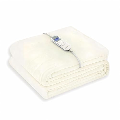 Wapaneus Heated Blanket Electric Twin Size 62"x84" with 10 Heating Levels 12 Timer Settings 8 Hours Auto-Shut Off,Flannel Fast-Heating Electric Blanket,ETL Listed Machine Washable,Ivory - color: Ivory, size: 62*84in