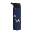 Goat Pocket Cute Farm Animal Boys Girls Kids Youth Women Men Stainless Steel Insulated Water Bottle - color: Navy Blue