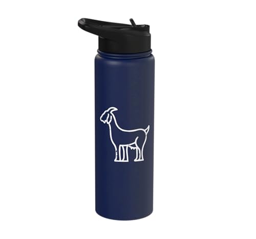 Goat Pocket Cute Farm Animal Boys Girls Kids Youth Women Men Stainless Steel Insulated Water Bottle - color: Navy Blue