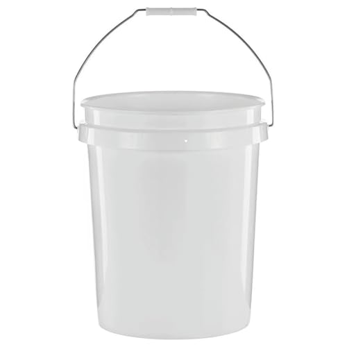 (2 Pack) 5 Gallon Round Utility Bucket, Comfort Handle, Plastic, White