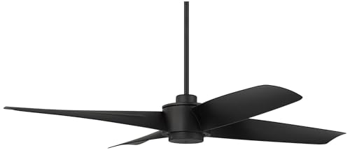 Casa Vieja 56" Grand Milano Black Outdoor Ceiling Fan with 24" Downrod | Modern Industrial Style Remote Control Damp Rated for Patio Exterior House Home Porch Gazebo Garage Barn - size: Includes 24" Rod