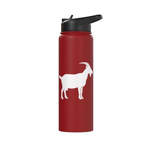 White Goat Silhouette Farm Animal For Kids Playful Barnyard Stainless Steel Insulated Water Bottle - color: Red