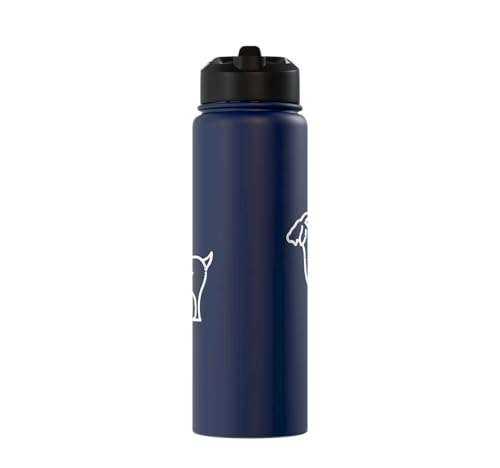 Goat Pocket Cute Farm Animal Boys Girls Kids Youth Women Men Stainless Steel Insulated Water Bottle - color: Navy Blue