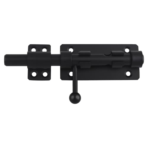 Barrel Bolt Latch, 6.3" Heavy Duty Gate Latch Slide Lock Solid 304 Stainless Steel Bolt Lock for Inside Door, Finished Shed Door Latch (1 Pack, Black) - color: Black 6inch