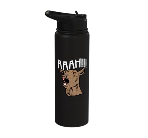 Goat Aaah Bleating Scream Animal Lover Farmer Men Women Kids Stainless Steel Insulated Water Bottle - color: Black
