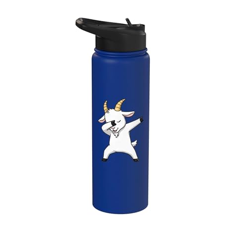 Dabbing Goat Kids Halloween Costume Cute Farm Animal Dab Stainless Steel Insulated Water Bottle - color: Royal Blue