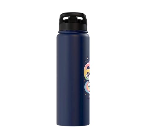 Magical Rainbow Dabbing Goat Funny Six Seven Meme Kids Teens Stainless Steel Insulated Water Bottle - color: Navy Blue