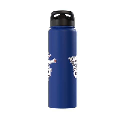 Childrens Today is a Goat Day Design | Kids Goat Stainless Steel Insulated Water Bottle - color: Royal Blue