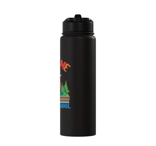 Welcome Back To School Cute Goat Student Boys Girls Kids Stainless Steel Insulated Water Bottle - color: Black
