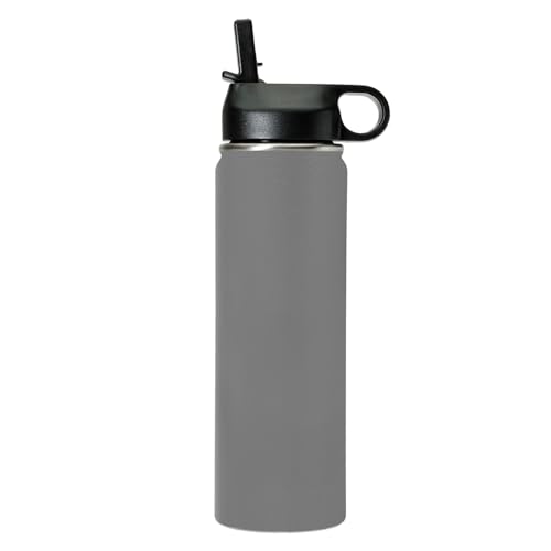LaserGram Personalized 20oz Water Bottle, Horse (Gray) | Engraved Gift, Vacuum Insulated Stainless Steel, Flip-Top Straw Lid, Laser Engraved With Your Name - color: Gray, size: 20 Ounces