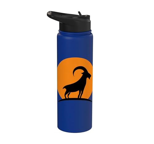 Sunset Wild Goat Capricorn Lover Gift Adult Men Women Kids Stainless Steel Insulated Water Bottle - color: Royal Blue