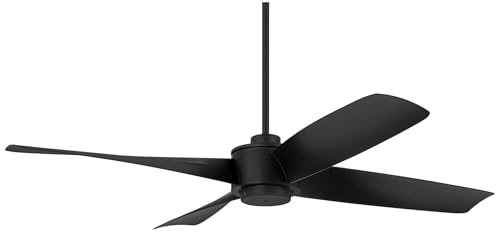 Casa Vieja 56" Grand Milano Black Outdoor Ceiling Fan with 24" Downrod | Modern Industrial Style Remote Control Damp Rated for Patio Exterior House Home Porch Gazebo Garage Barn - size: Includes 24" Rod