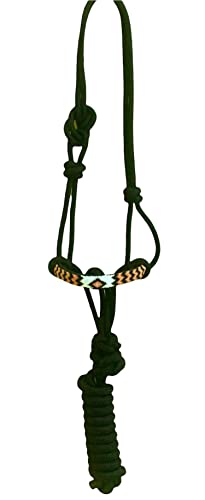 Majestic Ally Padded Beaded Nose Braided Rope Halter with 10' Matching Lead - Full (Black) - color: Black