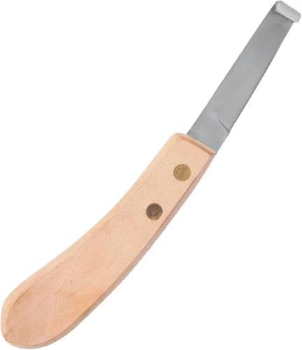 Hoof Knife Single Sided Edge Wide Blade – Stainless Steel Curved Blade Farrier Tool with Fine Wooden Grip, Multipurpose Hoof Trimming Knife for Livestock, 3-Inch Blade, 8.5-Inch Overall - style: Narrow-Blade - LH