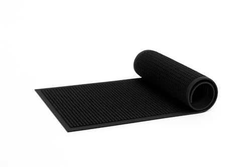 Guardian Clean Step Scraper Heavy-Duty Outdoor Rubber Floor Mat, 3ft x 10ft, Black, Scrapes Shoes Clean of Dirt, Snow, and Grime - size: 120"L x 36"W x 0.2"Th