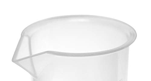 EISCO (Pack of 12) Plastic Beaker, 25ml - Polypropylene Plastic - Raised Graduations, Tapered Spout - Euro Design