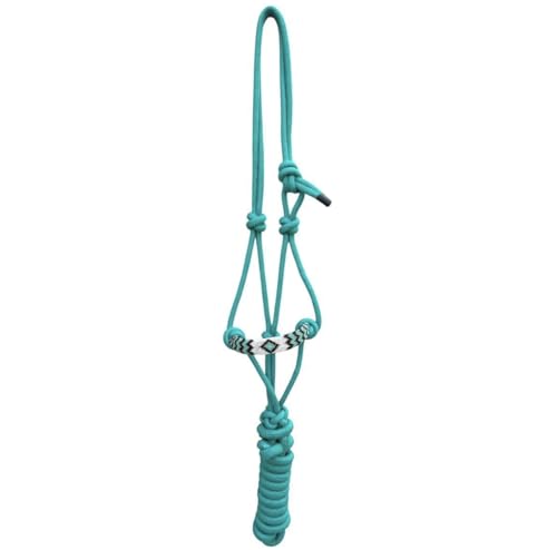 Majestic Ally Padded Beaded Nose Braided Rope Halter with 10' Matching Lead - Full (Turquoise) - color: Turquoise