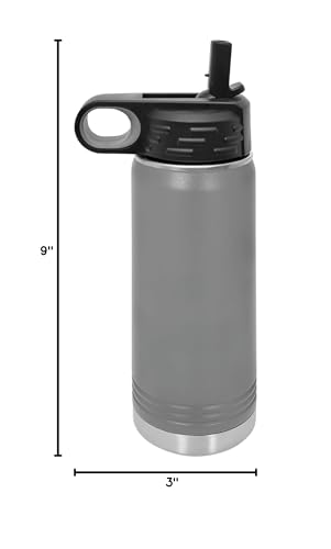 LaserGram Personalized 20oz Water Bottle, Horse (Gray) | Engraved Gift, Vacuum Insulated Stainless Steel, Flip-Top Straw Lid, Laser Engraved With Your Name - color: Gray, size: 20 Ounces