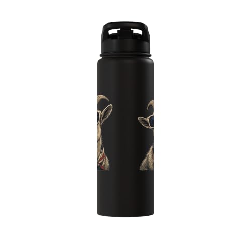 Goat Sunglasses USA Stainless Steel Insulated Water Bottle - color: Black