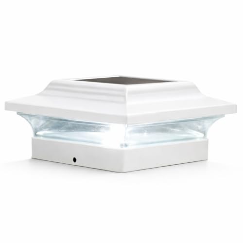 Classy Caps Imperial Solar Post Cap - Heavy-Duty Cast Aluminum - Warm/Cool Light Color Modes (White, 4.5x4.5) - color: White, size: 4.5x4.5