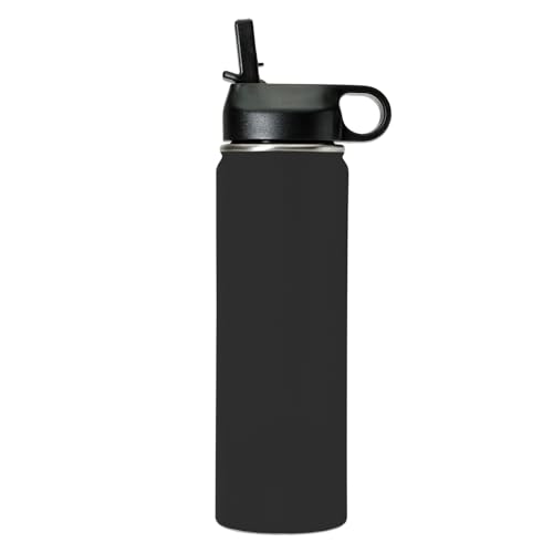 LaserGram Personalized 20oz Water Bottle, Horse (Black) | Engraved Gift, Vacuum Insulated Stainless Steel, Flip-Top Straw Lid, Laser Engraved With Your Name - color: Black, size: 20 Ounces
