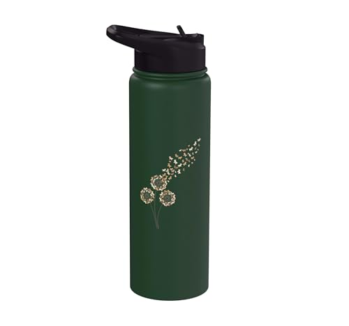 Goat Dandelion Kids Funny Farm Animal Goat Seeds Play Stainless Steel Insulated Water Bottle - color: Dark Green