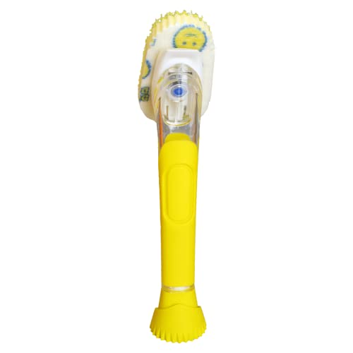 Scrub Daddy Dish Wand, Soap Dispensing Dish Brush, Texture Changing Washing Up Sponge with Liquid Handle, Built-in Scraper & Detachable Scrubbing Head, Drip Stand, Yellow - color: Yellow