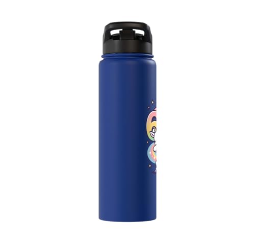 Magical Rainbow Dabbing Goat Funny Six Seven Meme Kids Teens Stainless Steel Insulated Water Bottle - color: Royal Blue