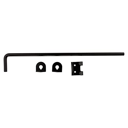 National Hardware Cane Bolt Door Latch, 1/2 in x 18 in, Steel, Black | Variable Bolt Throw Drops Into Ground or Strike; Holds Heavy Wood Gates and Barn Doors in Place