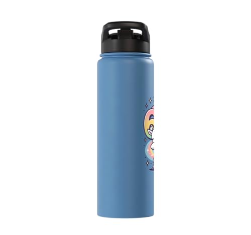Magical Rainbow Dabbing Goat Funny Six Seven Meme Kids Teens Stainless Steel Insulated Water Bottle - color: Light Blue