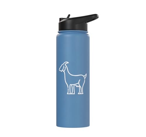 Goat Pocket Cute Farm Animal Boys Girls Kids Youth Women Men Stainless Steel Insulated Water Bottle - color: Light Blue