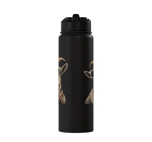 Goat Sunglasses USA Stainless Steel Insulated Water Bottle - color: Black