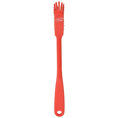 Vikan - Fine Dish Brush - Heavy-Duty, Narrow, Slip-Resistant Cleaning Brush, Polypropylene, Polyester Bristle, 11 Inch, Red, (42874) - color: Red, size: 1 Count (Pack of 1)