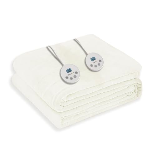 Wapaneus Heated Blanket Electric Queen Size 84"x90"-Dual Control with 10 Heat Levels 12 Timer Settings and 8 Hours Auto-Shut Off,Fast-Heating Electric Blanket,ETL Listed Machine Washable,Ivory - color: Ivory, size: 84*90in