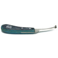 Left-Handed Narrow Farrier Hoof Knife, Horses, Ponies, Minis | Narrow hoof knife for detail trimming; J2 stainless steel blade; smooth blue layered handle; right- or left-handed - style: Left-Handed