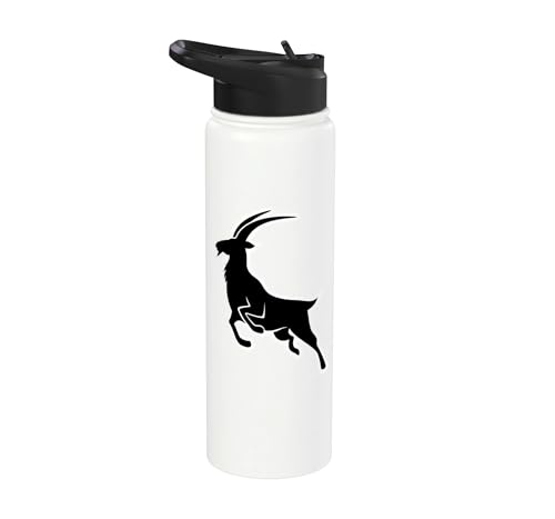 Sunset Wild Goat Capricorn Lover Gift Adult Men Women Kids Stainless Steel Insulated Water Bottle - color: White