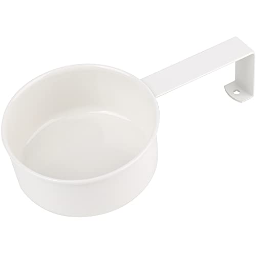 DEAYOU Pet Food Storage Tin with Lid, Metal Bird Seed and Feed Container with Serving Scoop, Treats Storage Canister Bin Can for Dogs, Cats Food, Coated Carbon Steel, Tight Fitting Lid, White, 5-6 Lbs