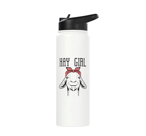 Hay Girl Goat Funny Farm Animal Girls Kids Toddler Women Stainless Steel Insulated Water Bottle - color: White