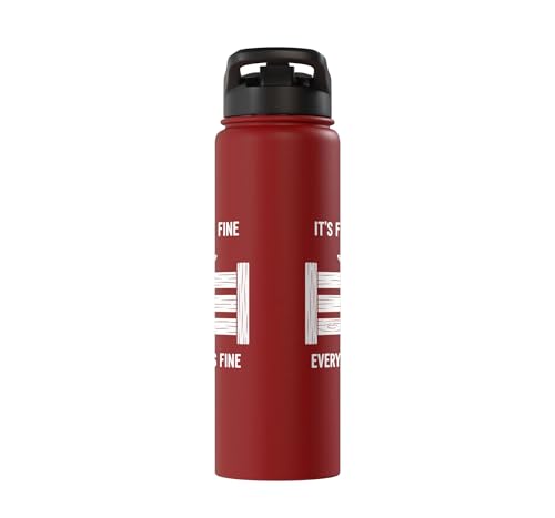 It's Fine I'm Fine Everything's Fine Goat Farm Mom Funny Kid Stainless Steel Insulated Water Bottle - color: Red