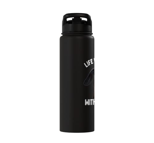 Funny Life is Better with Goats Whisperer Goat Lover Kids Stainless Steel Insulated Water Bottle - color: Black