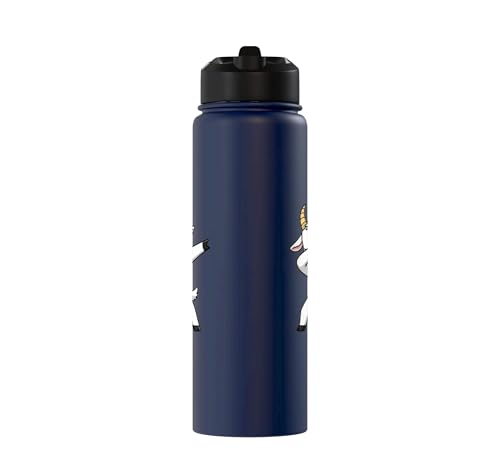 Dabbing Goat Kids Halloween Costume Cute Farm Animal Dab Stainless Steel Insulated Water Bottle - color: Navy Blue