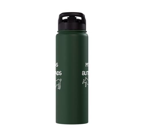Goat Mom My Kids Buttheads Funny Farm Farmer Mama Women Men Stainless Steel Insulated Water Bottle - color: Dark Green