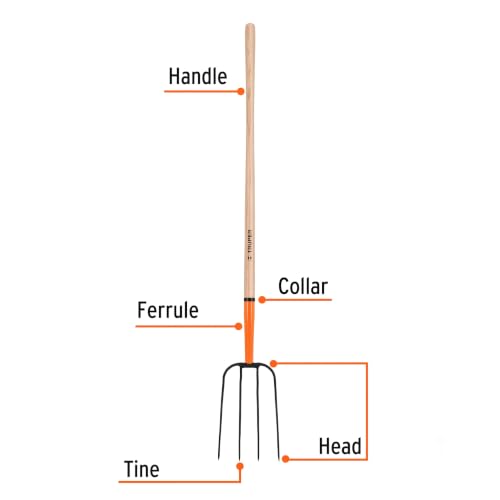 Truper 4-Tine Forged Steel Pitchfork 8 1/2" (Model 11003 / BPJ-4) | 48-Inch Premium Wood Handle, Heavy-Duty Straw and Manure Fork for Ranch, Farm, Stables, and Hay Management