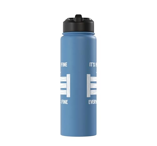 It's Fine I'm Fine Everything's Fine Goat Farm Mom Funny Kid Stainless Steel Insulated Water Bottle - color: Light Blue