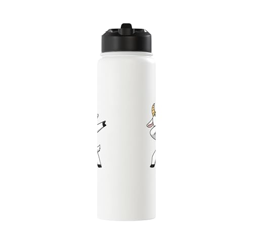 Dabbing Goat Kids Halloween Costume Cute Farm Animal Dab Stainless Steel Insulated Water Bottle - color: White