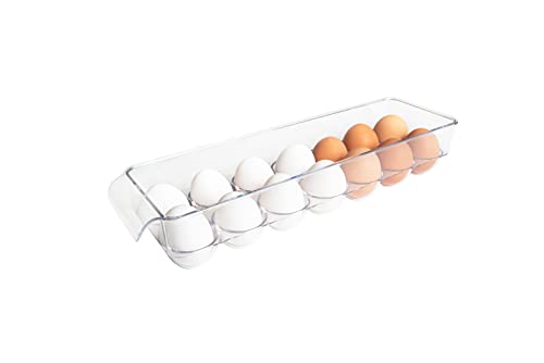 Kitchen Spaces KSEG12-AMZ Egg Tray 14pc Stackable Food Storage Organizer for Refrigerator, 14.5" x 3" x 4.5", Clear - style: Stackable Egg Tray
