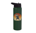 Dabbing Goat Funny Farm Animal Kids Retro Sunset Cool Stainless Steel Insulated Water Bottle - color: Dark Green