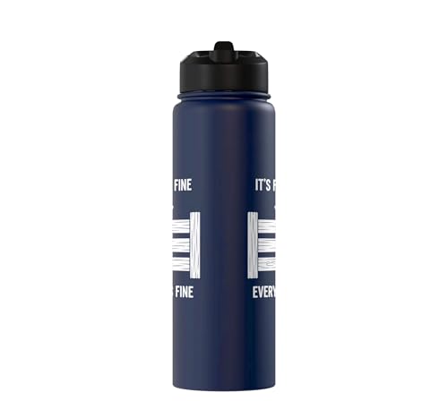 It's Fine I'm Fine Everything's Fine Goat Farm Mom Funny Kid Stainless Steel Insulated Water Bottle - color: Navy Blue
